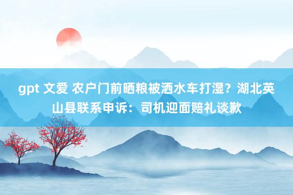 gpt 文爱 农户门前晒粮被洒水车打湿？湖北英山县联系申诉：司机迎面赔礼谈歉