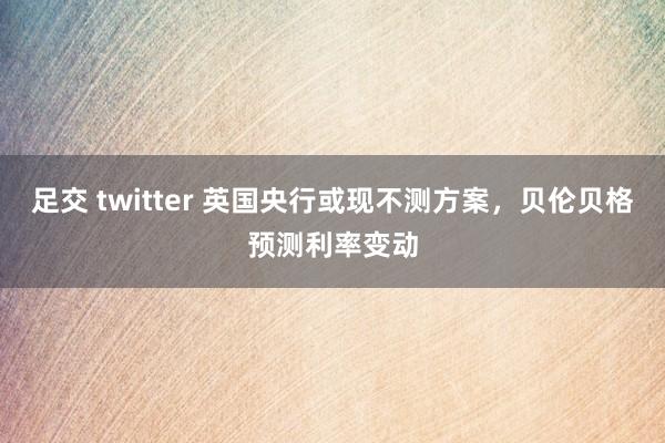 足交 twitter 英国央行或现不测方案，贝伦贝格预测利率变动