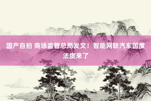 国产自拍 商场监管总局发文！智能网联汽车国度法度来了