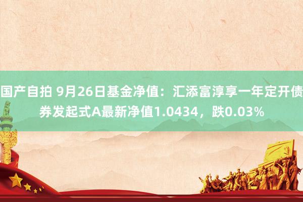 国产自拍 9月26日基金净值：汇添富淳享一年定开债券发起式A最新净值1.0434，跌0.03%