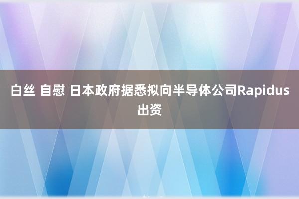 白丝 自慰 日本政府据悉拟向半导体公司Rapidus出资