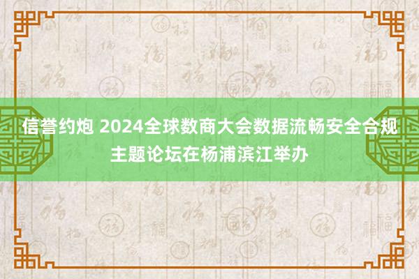 信誉约炮 2024全球数商大会数据流畅安全合规主题论坛在杨浦滨江举办