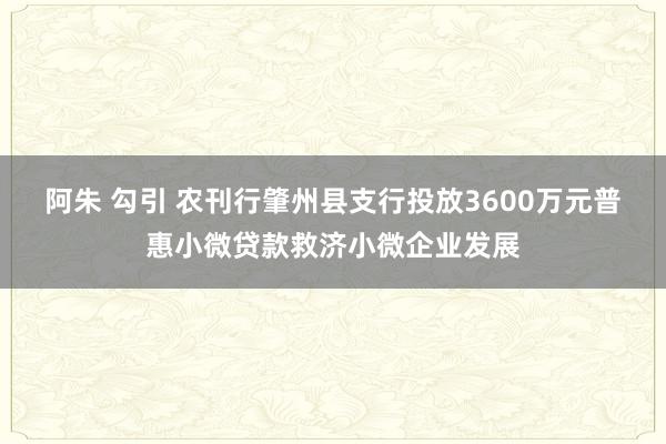 阿朱 勾引 农刊行肇州县支行投放3600万元普惠小微贷款救济小微企业发展