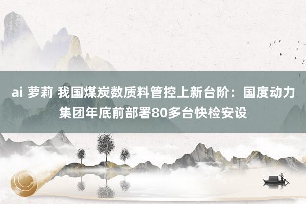 ai 萝莉 我国煤炭数质料管控上新台阶：国度动力集团年底前部署80多台快检安设