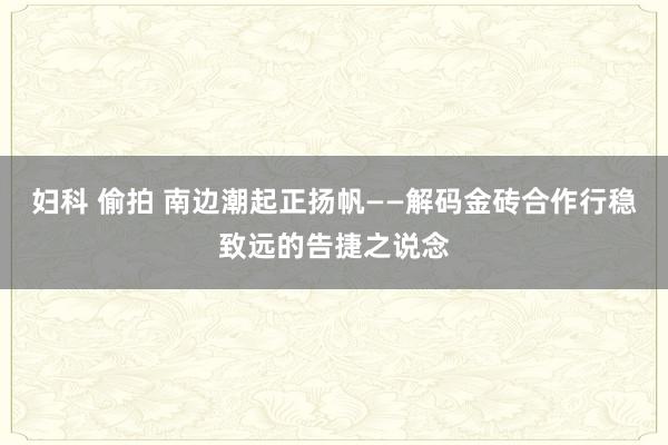 妇科 偷拍 南边潮起正扬帆——解码金砖合作行稳致远的告捷之说念