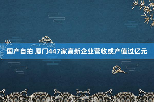 国产自拍 厦门447家高新企业营收或产值过亿元