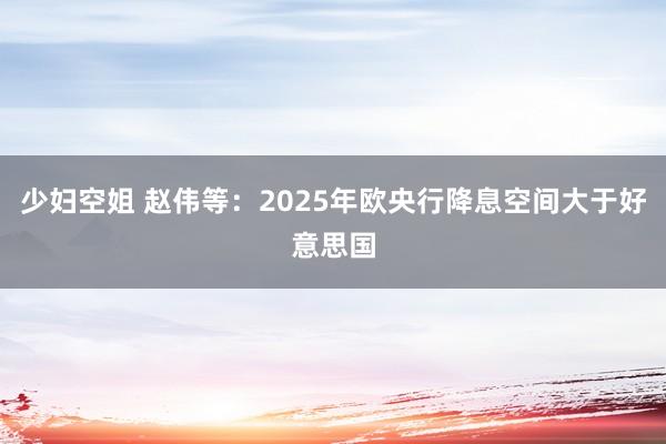 少妇空姐 赵伟等：2025年欧央行降息空间大于好意思国