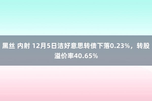 黑丝 内射 12月5日洁好意思转债下落0.23%，转股溢价率40.65%