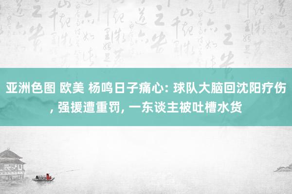 亚洲色图 欧美 杨鸣日子痛心: 球队大脑回沈阳疗伤, 强援遭重罚, 一东谈主被吐槽水货