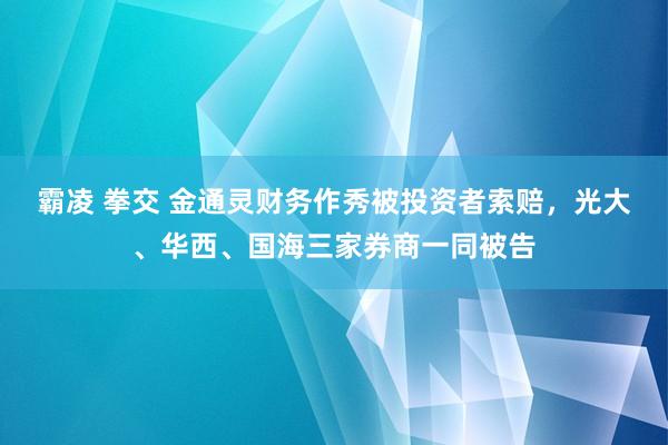 霸凌 拳交 金通灵财务作秀被投资者索赔，光大、华西、国海三家券商一同被告