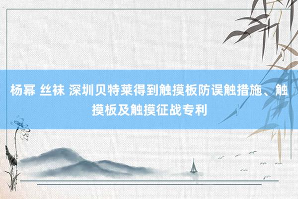 杨幂 丝袜 深圳贝特莱得到触摸板防误触措施、触摸板及触摸征战专利