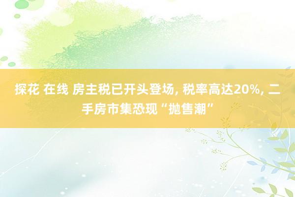 探花 在线 房主税已开头登场， 税率高达20%， 二手房市集恐现“抛售潮”