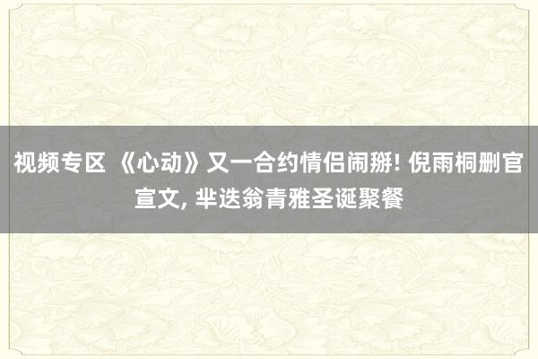 视频专区 《心动》又一合约情侣闹掰! 倪雨桐删官宣文, 芈迭翁青雅圣诞聚餐