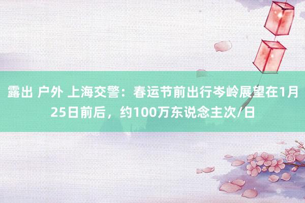 露出 户外 上海交警：春运节前出行岑岭展望在1月25日前后，约100万东说念主次/日