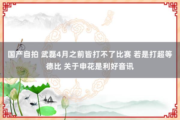 国产自拍 武磊4月之前皆打不了比赛 若是打超等德比 关于申花是利好音讯